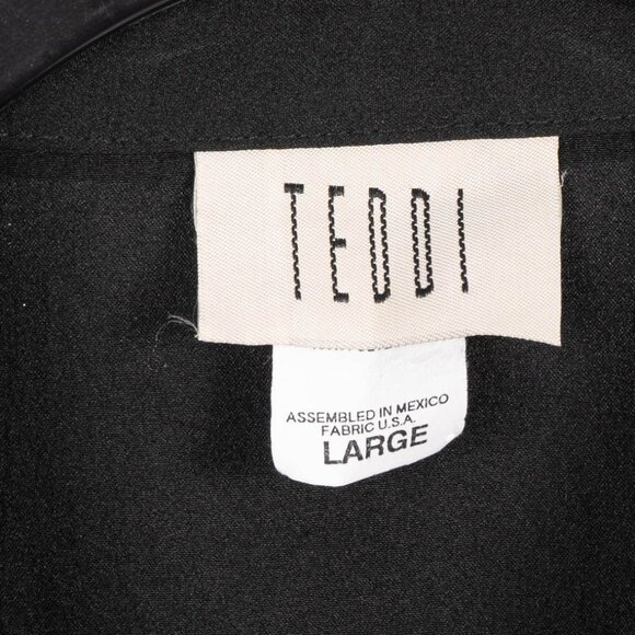 Teddi Beach Windbreaker Jacket L Womens VTG Y2K Black Zip Up Shell Embroidery - Picture 5 of 6